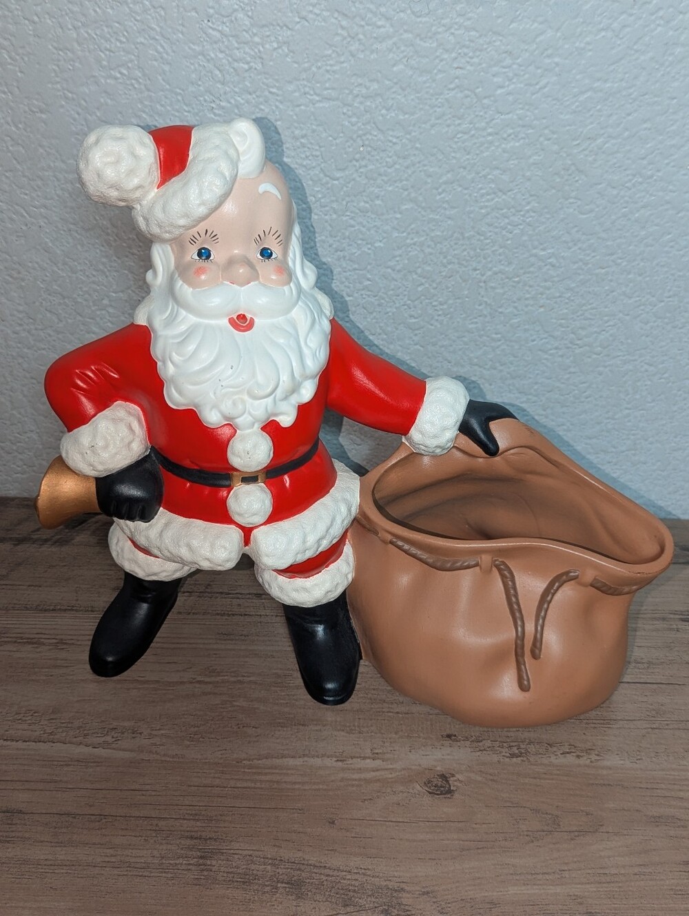 Vintage Ceramic Santa Claus Toy Bag Planter Figurine